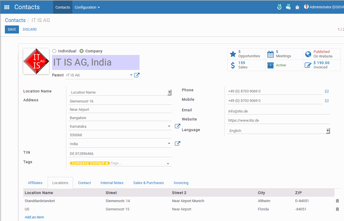 Odoo image and text block