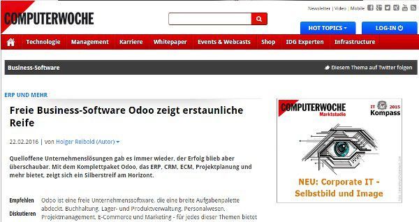 Report on ODOO in Computer Week